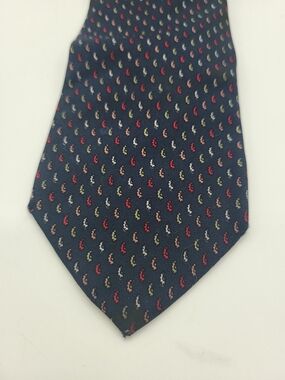 Navy Men's Tie with Multicolor Micro Paisley